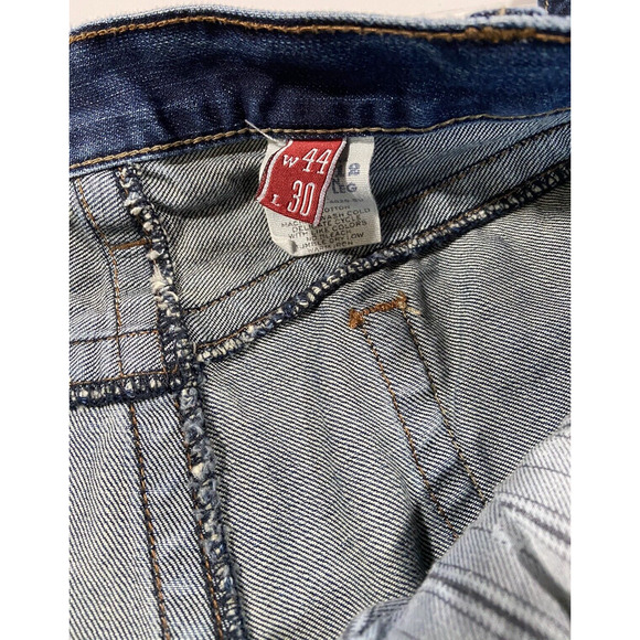 John B Stetson Co 1312 Modern Straight Leg Jeans 44x30 Medium Wash Distressed - Picture 6 of 12